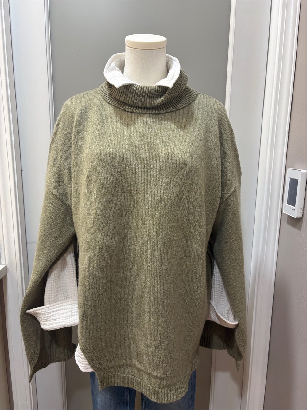 Tibi Olive Green Cowl Neck Oversized Sweater